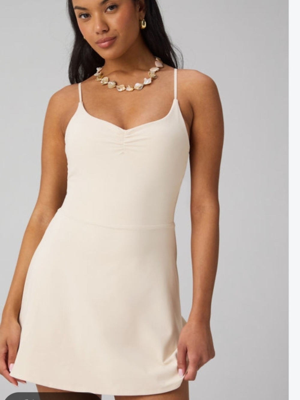 Fabletics 💎Cream Mini Slip Dress with Spaghetti Straps
